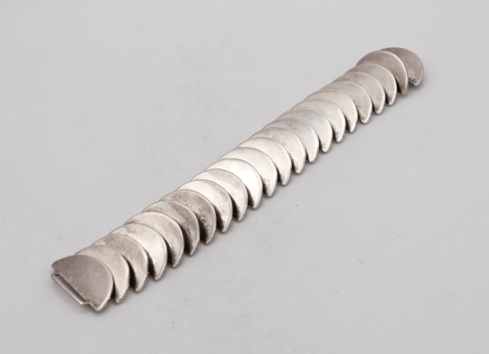 Georg Jensen 1969 Astrid Fog Geometric Kinetic Bracelet In .925 Sterling Silver